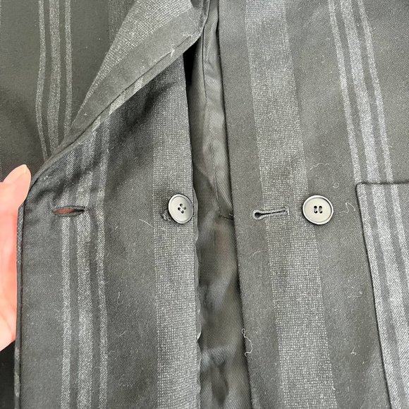 Vintage Tahari Black & Grey Striped Asymmetircal Blazer 90s -12 - Picture 9 of 9